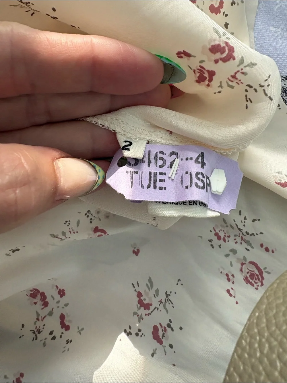 Ulla Johnson Pleat Short Sleeve Floral Top - Cream Size 2